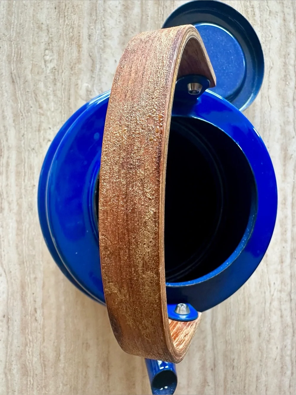Cobalt Blue Tea Kettle with Teak handle and lid top. Danish Style Pre-owned